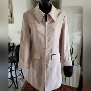 Women's Beige Zip-Front Coat